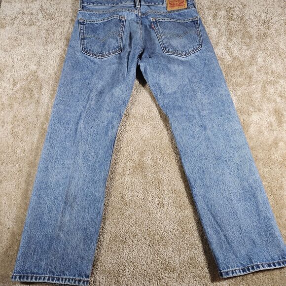 Levi's 505 Mens 36x30 Blue Light Wash Regular Fit Straight Leg Modern Washed Out - Picture 2 of 7